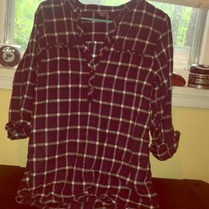 Eddie Bauer Purple Plaid Tunic w/Pockets